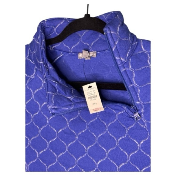NWT Talbots metallic asymmetrical zip quilted pullover size petite medium - Picture 2 of 6